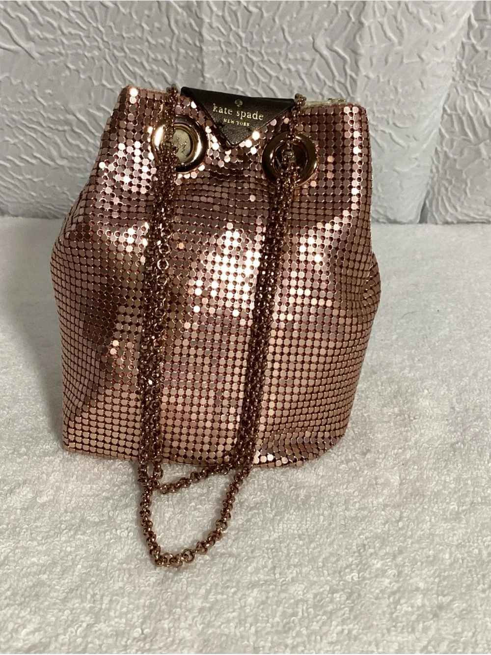 Kate Spade Evening Belle Night Owl Rose Gold Metallic Shoulder Bag